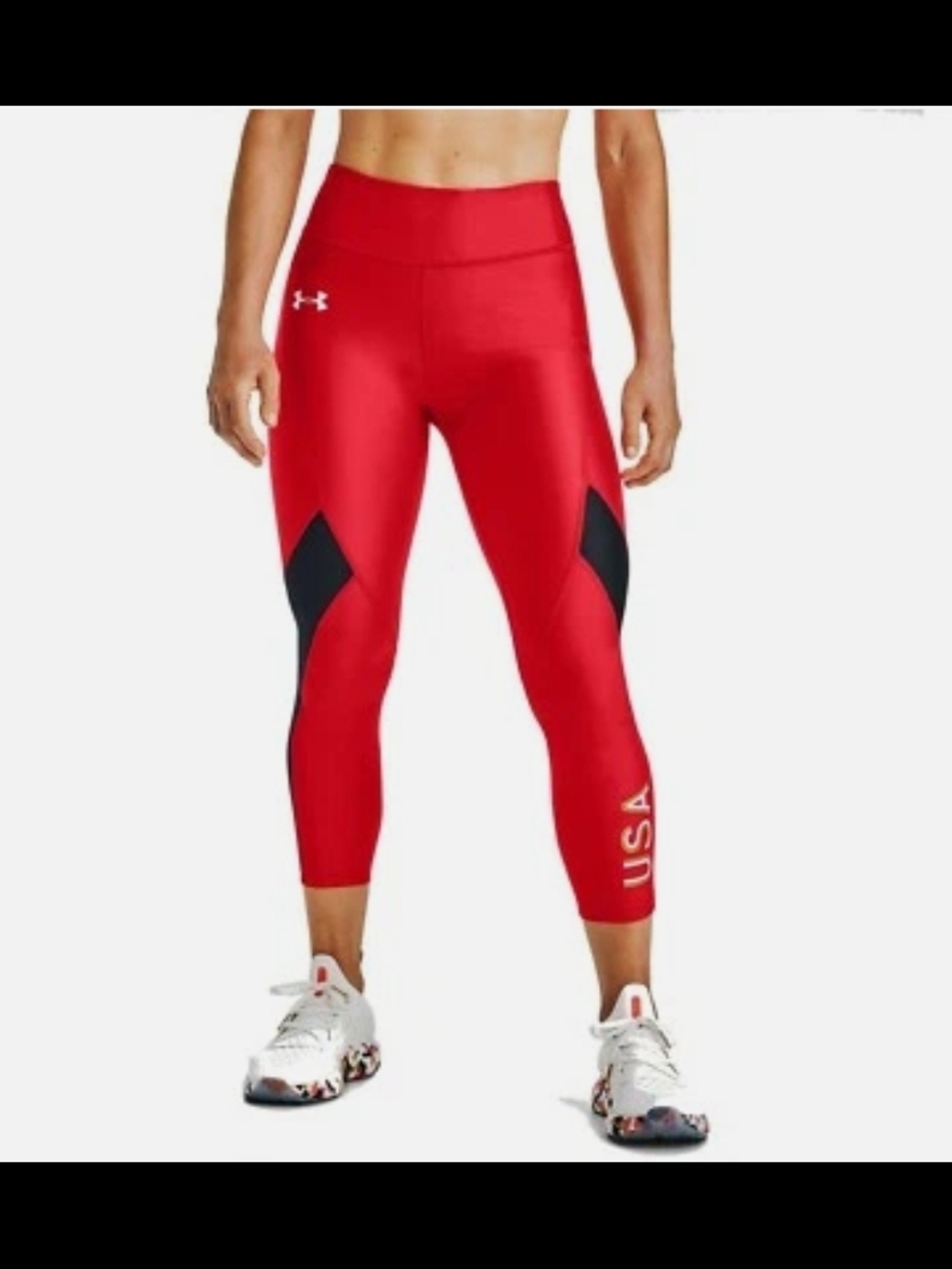 UNDER ARMOUR HeatGear Americana Compression Leggings USA Red Size M